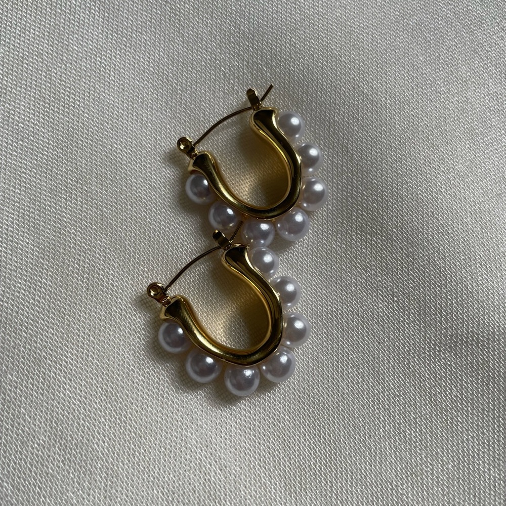 14K Gold-Plated Pearl Beaded Hoop Earrings
